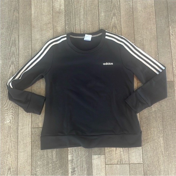 Adidas 3-Stripe Black and White Crewneck Sweatshirt Size Medium. - Picture 2 of 6